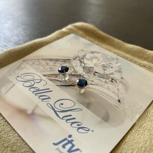 Blue sapphire 10k yellow gold stud earrings